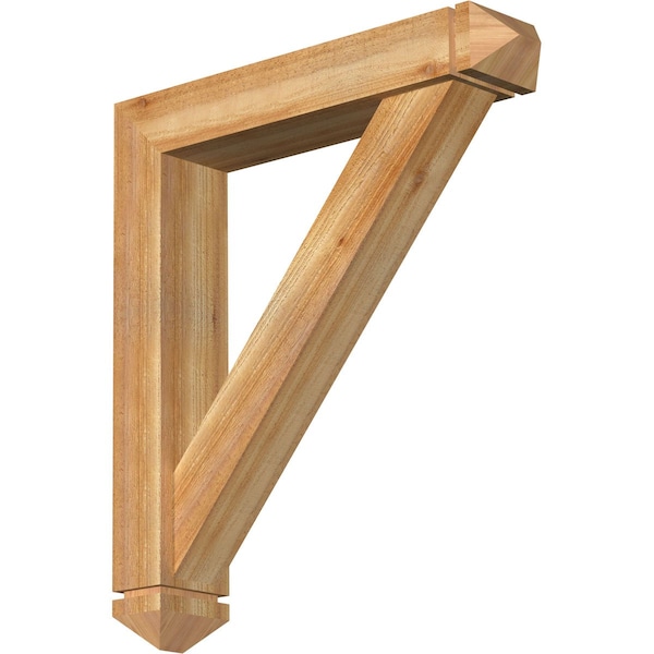 Ekena Millwork Traditional Arts and Crafts Rough Sawn Bracket w/ Offset Brace, Western Red Cedar, 6"W x 30"D x 34"H BKT0604X30X34TRA03RWR - main